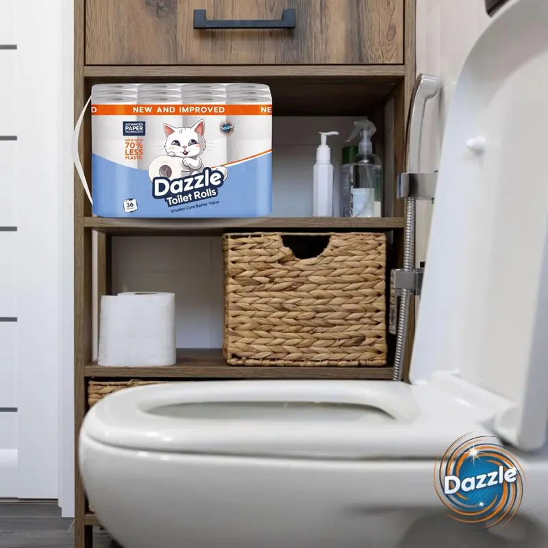 Dazzle 2-Ply Soft Toilet Rolls - New & Improved, Smaller Core for Better Value, Premium Quality Bathroom Tissue - Rolls 108) 3