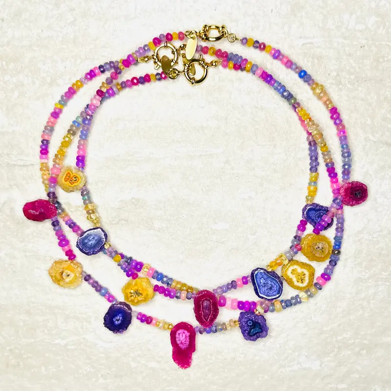 Solar Quartz and Opal Briolette Jaimala Necklace 6