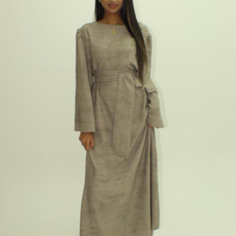 BERBISH marble print  dress with belt Womenswear Long Sleeve Summer spring dress Breathable Comfortable Fits Fashion 2