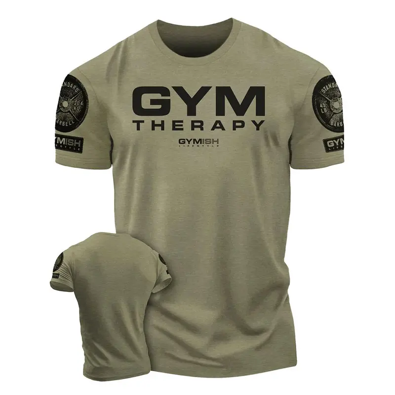 New spring, summer and autumn 3D printed sports T-shirts gym T-shirts high quality cotton men's short-sleeved muscle man tough T-shirt 7