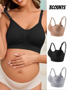 Maternity Solid Ruched Breast Bralette, Casual Comfortable Breathable Prenatal Bra for Daily Wear, Bras for Women, Underwear for Women, Maternity Bra for Pregnancy & Postpartum, Lounge Bras
