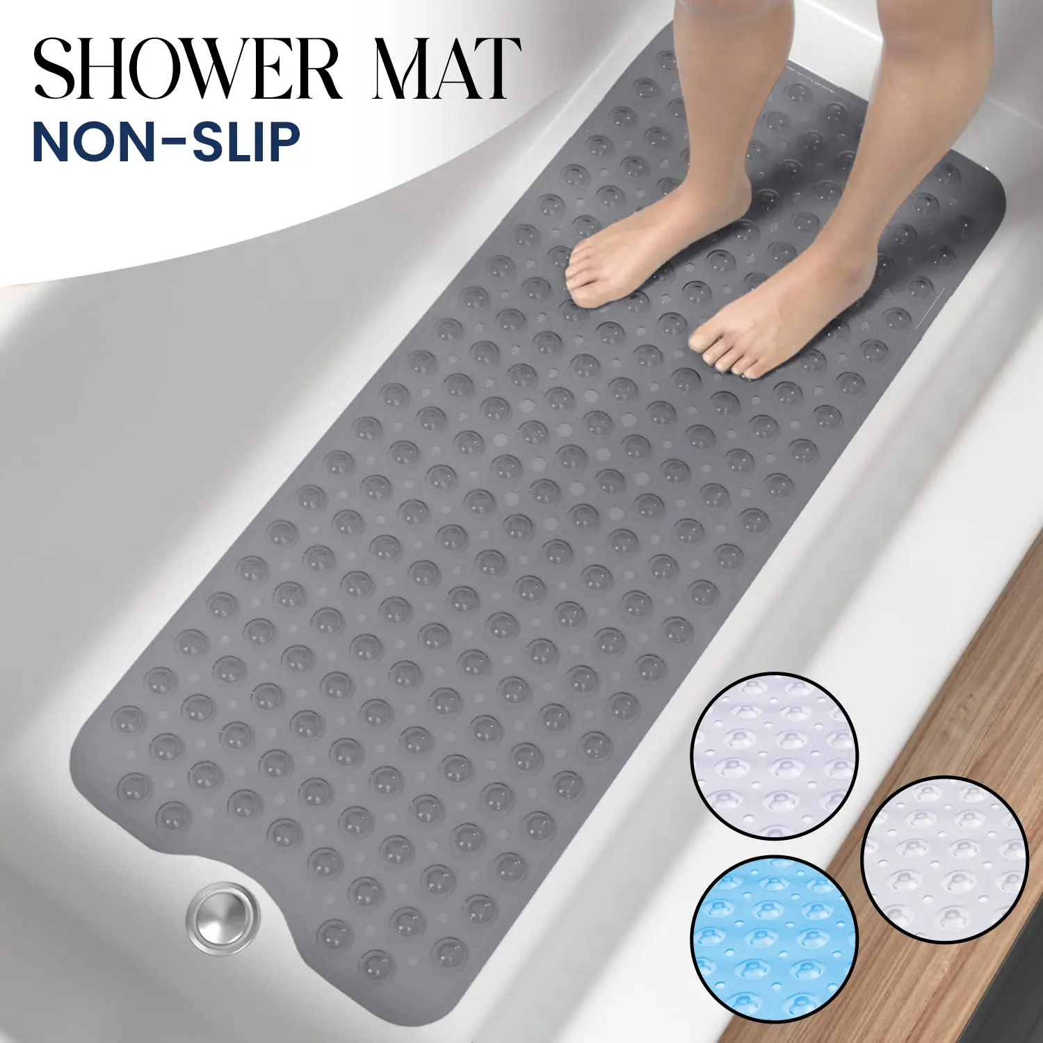 Imperial Rooms Bathtub & Shower Mat ,Suction Cups Mat , Non Slip Folding Bath Mat , Bath Room Accessories , Bathroom Gadget , Home Essentials - Anti Slip Bathtub Mat