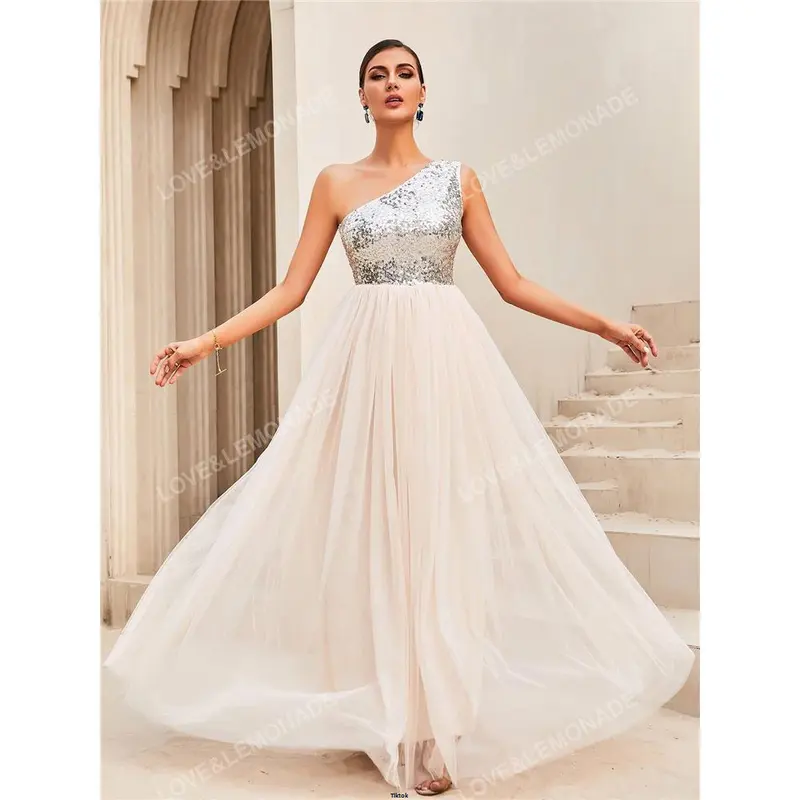 Hem Mesh Shoulder LOVE LEMONADE Contrast Sequin One Overlay Formal Dress 5