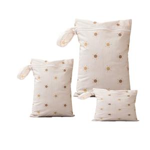 Baby Diaper Bag, Travel Diaper Tote, 3 Counts/set Waterproof Diaper Cloth Storage Bag with Handle, Dry & Wet Separation Cute Diaper Organizer for Outdoor Travel