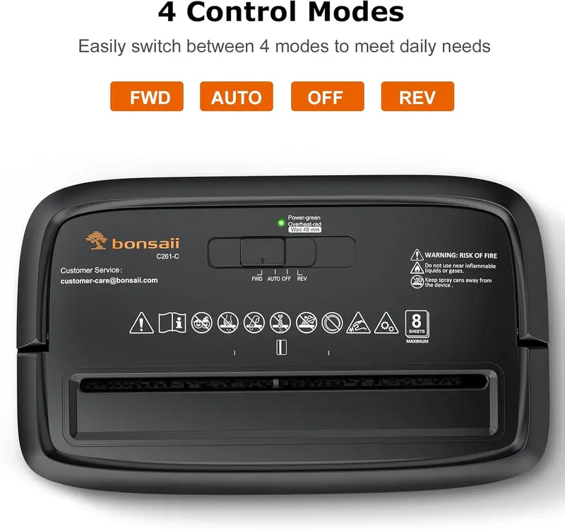 Bonsaii 8-Sheet Cross-Cut Shredder, P-4 Security, 16L Bin, Shreds Cards & Staples, C261-C 8