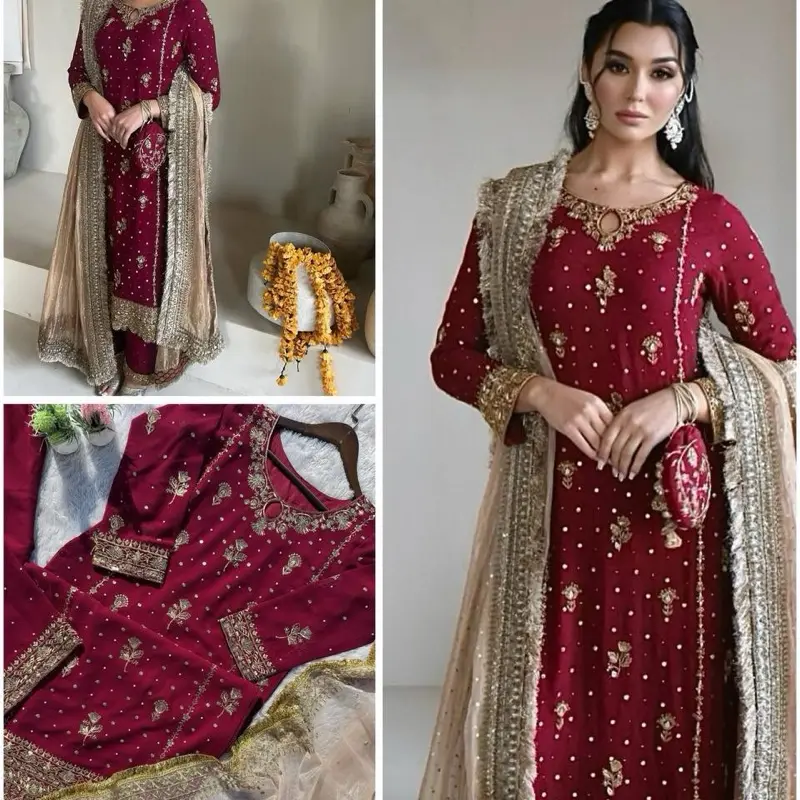 Sahiba Red Luxury Readymade Salwar Kameez with Peach Gold Dupatta – Elegant Eid, Wedding, Festive & Sangeet Wear outfit indian plus clothes summer modest Traditional Asian Elegance Comfort Womenswear 1