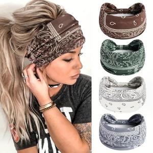 Women's Paisley Print Bowknot Design Sports Headband, 4 Counts/set Non-Slip Breathable Comfortable Elastic Hair Band, Sweat-Absorbing Hair Band for Yoga Gym Workout, Sports & Outdoor Accessories