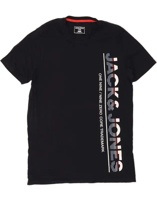 Pre-Owned Vintage JACK & JONES Mens Slim Fit Graphic T-Shirt Top XL Navy Blue Cotton 1