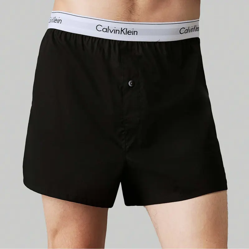 Men's Calvin Klein 2 Pack of Slim-Fit Boxers in Black 0