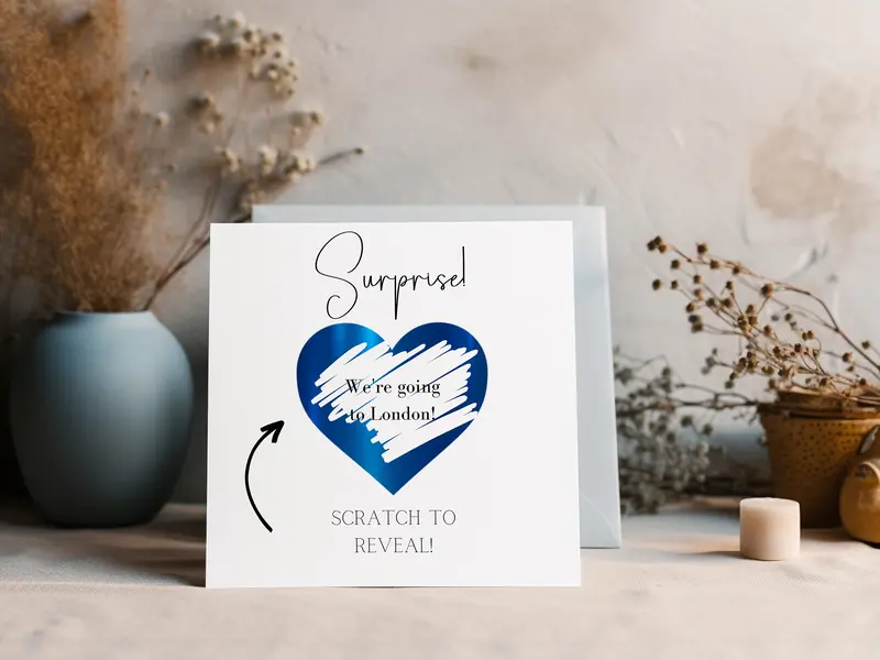 Personalised Surprise Scratch Off Card - Premium Quality 6x6 Card with White Envelope 6