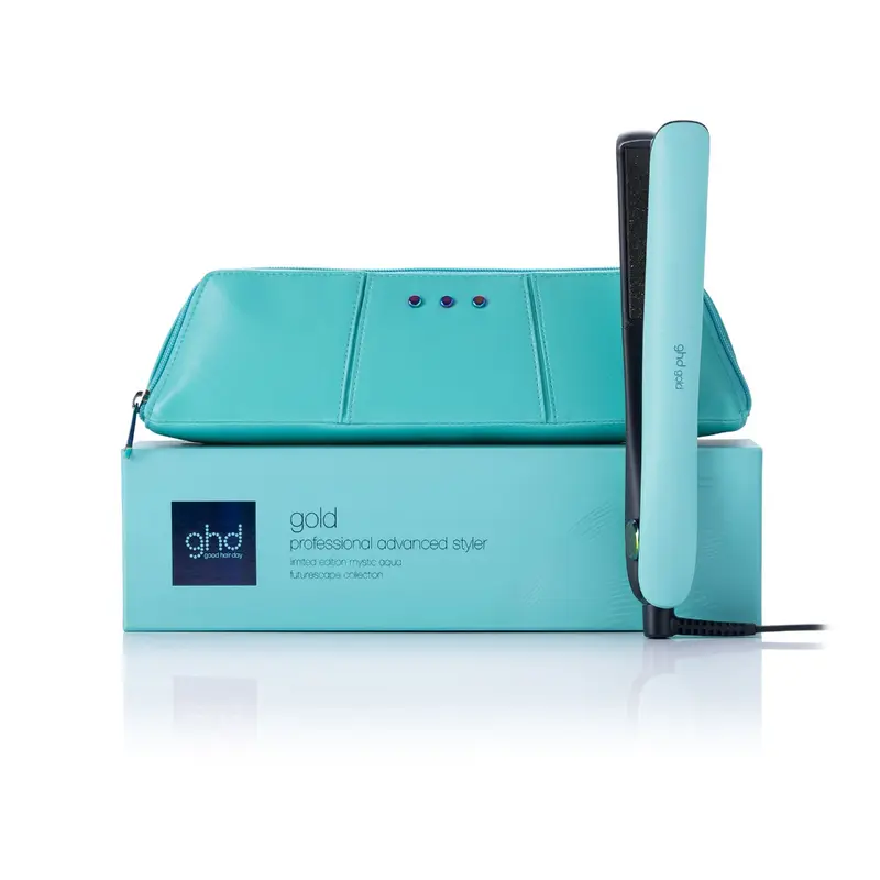 ghd Gold Limited Edition Hair Straightener in Mystic Aqua with Matching Heat-Resistant Bag & Mat 3