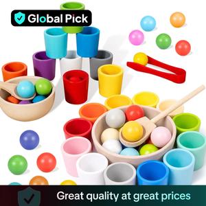 Random Color Wooden Color Matching Toy with Storage Bag, 1 Set Montessori Sorting Game Toys, Color Matching and Quantity Calculation Game
