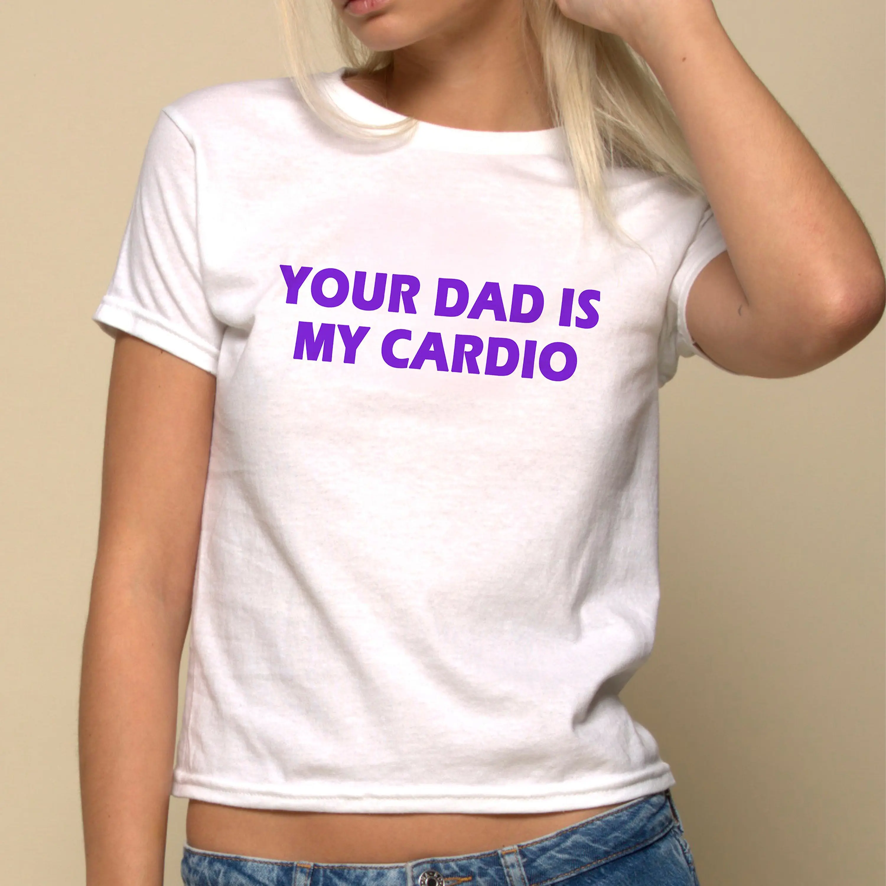 YOUR DAD IS MY CARDIO Baby Tee, Funny Adult Humor Tee