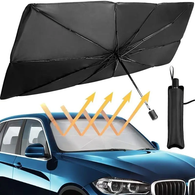 Portable Car Windshield Sunshade, Foldable Windshield Sun Umbrella, Car Exterior Accessories, Car Windshield Cooling Umbrella for Daily 3