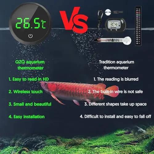 Fish Tank Thermometer Aquarium Thermometer Wireless Touch Stick Digital Aquarium Thermometer LED Display ±1°C for Monitoring The Fish Tank Aquarium Temperature Accessories 1