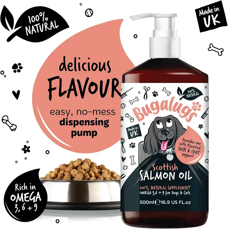 Bugalugs Scottish Salmon Oil For Dogs & Cats, Dog Supplement Support for Skin And Coat, Itchy Skin & Moulting, Omega 3 Fish Oil (Salmon, 500ml) 7