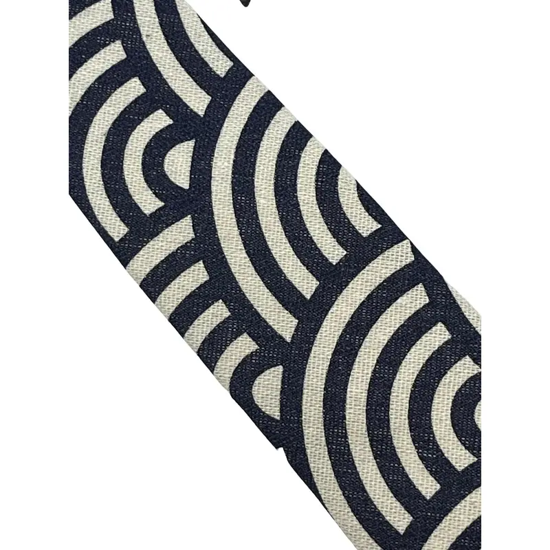 cream and navy blue rainbow design cotton mens tie 1