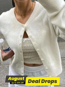 Women's Plain Button Front Longsleeves Cardigan, Casual Basic Fit Chic Long Sleeve Round Neck Knitwear Garment for Fall & Winter, Fashion Women's Knit Clothing for Daily Wear, 2025 Trend, Go Out Tops, Womenswear, Soft Cardigans for Women, Lady