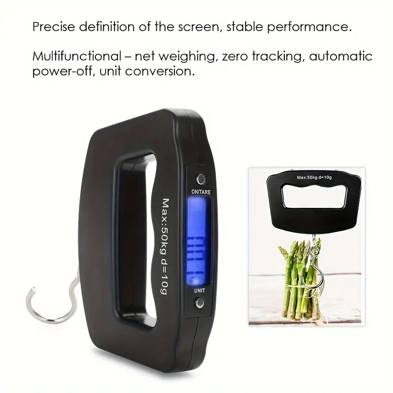 1pc Digital Handheld Luggage Hanging Scale, Mini Portable Electronic Scale with Backlit LCD Display, Travel Essentials 2