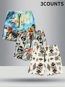 Men's Regular Fit Printed Shorts, Casual Comfy Breathable Shorts for Daily Wear, Men's Bottoms for Summer