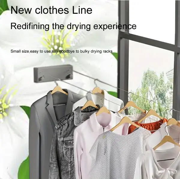 Heavy-Duty Retractable Clothesline - 4.2m Stainless Steel Wire - Easy Install - Indoor/Outdoor Use - Invisible - for Rental Balcony and Home - Laundry 8