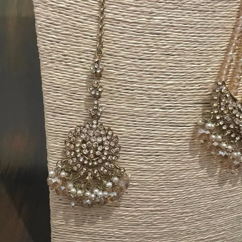 Gold Choker Set with Tikka and Jhumkas for Women 3