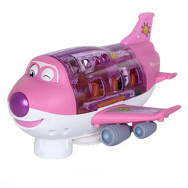 Automatic Walking Airplane Toy 360° Rotation, Lights and Music - Automatic Opening, Obstacle Avoidance, Pink/Blue, All-round Movement, Automatic Switching, Accessories Random Color, Battery Not Included 2