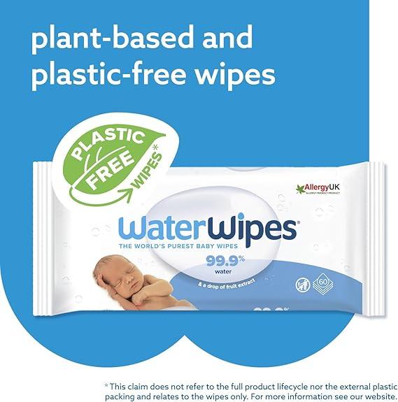 Plastic-Free Original Baby Wipes, 240 Count (4 packs), 99.9% Water Based Wipes, Unscented 4