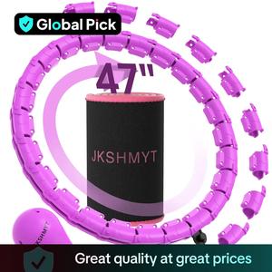 Weighted Hula Circle for Adults, Infinity Hoop Fit Plus Size 47 Inch/120cm, Include 24 Detachable Links and Waist Trainer for Women, Home Workout Equipment, Exercise Equipment, Home Training Equipment