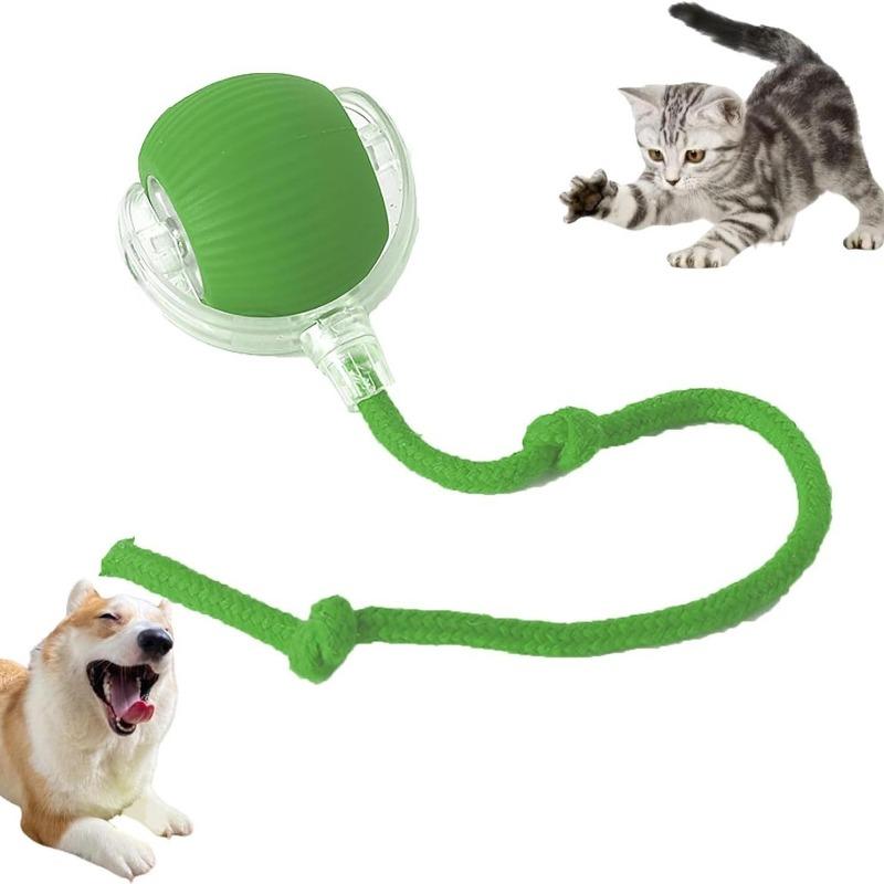 Newly Designed 360° Interactive Electric Rolling Mobile Rechargeable Self-play Stimulating Toy, Pet Chase Ball with Fast Tail Rope, Suitable for Indoor Cat, Small Dog Toy 8