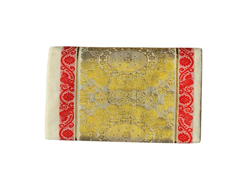 Product Introduction of Kerala Saree with Pallu Embroidery in Red and Gold for Women - Best for Onam Vishu - Asian, Womenswear 1