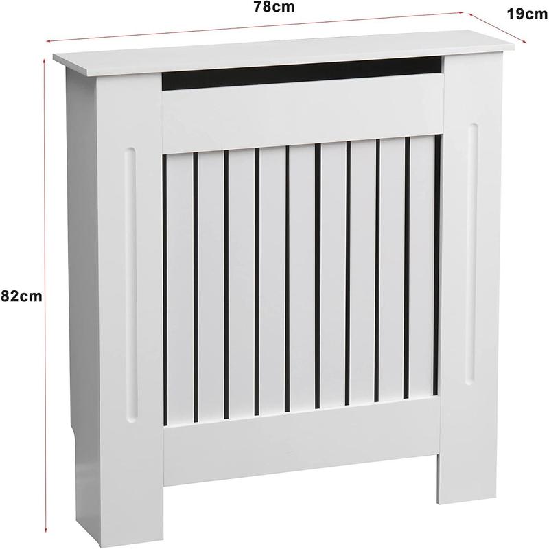 AVC Designs Kensington Radiator Cover Modern MDF Wood White Grey Vertical Slat Living Room Bedroom Hallway Cabinet (Small White) 2