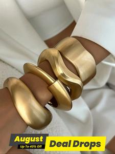 Modern Women's Punk Style Irregular Design Wavy Textured Hoop Bangle Bracelet, Fashion Styling Jewelry for Party, Daily Clothing Decor, Trendy All-match & Exquisite Jewellery Accessories for Birthday Gift, Stackable Bracelets