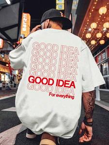 Men's Letter Print Round Neck Tee, Loose Casual Short Sleeve Crew Neck T-shirt for Summer, Fashion Men's Top for Daily Wear