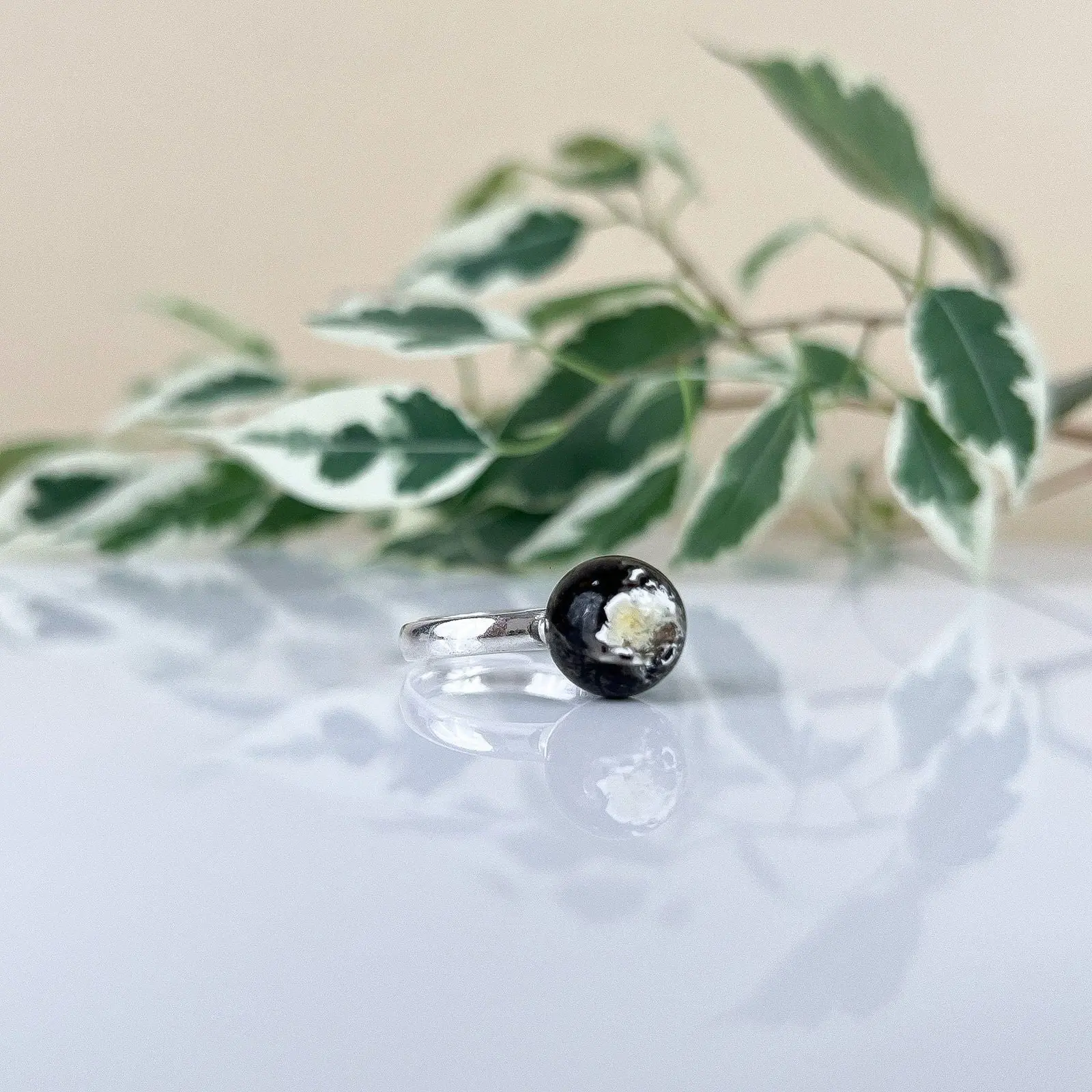 Silver Ring With Amber Bloom