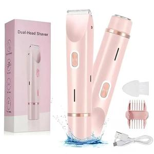 Dual Bikini Trimmer For Women 2025 New Glow Aura Bikini Shaver, 2 in 1 Painless Electric Razors for Silk Skin, Replaceable Lady Facial Razor