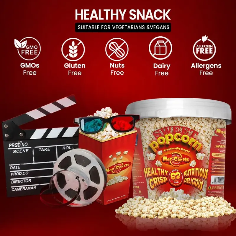 Mac-Corns - 600g Mega Bucket Sweet Popcorn ~ Traditionally Popped 3