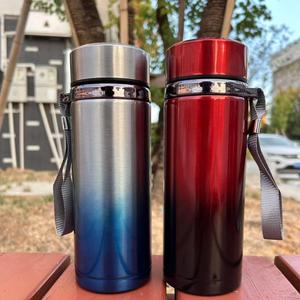 Large Capacity Stainless Steel Vacuumflask Thermos, 1 Count Portable Insulated Water Bottle with Handle, Drinking Cup for Home Office Outdoor Camping, Drinkware
