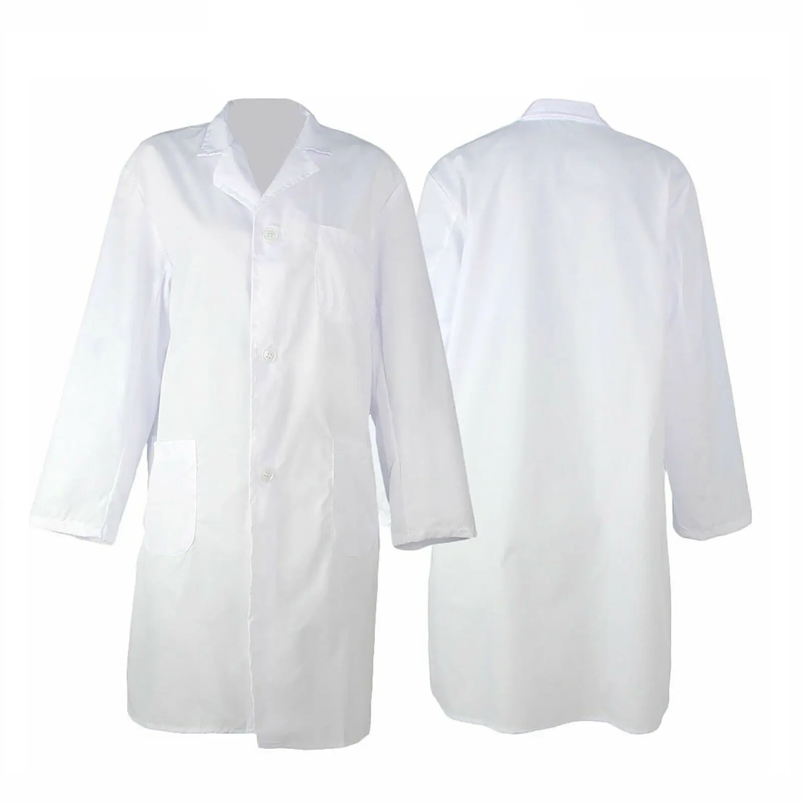 White Medical Lab Coat - Unisex Men & Women Hygiene Food Industry Warehouse - Long-Sleeved Thin Laboratory Coat for Doctors, Nurses, Pharmacist, Physician, Surgeon, Students, Technician Menswear Clothes Uniform Workwear