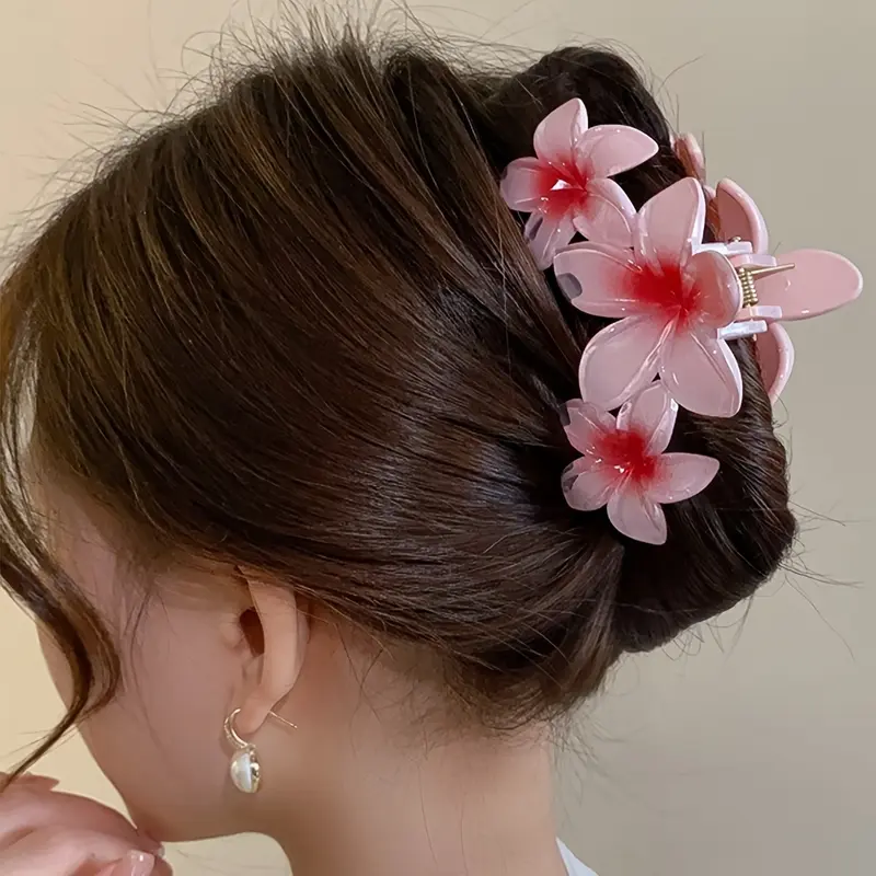 (Giveaway) 1/6pcs, New Candy Color Three Flowers Hair Claw Clips for Women Sweet Large Gradient Shark Clip Hair Claw Crab Clip Hair Clip Hair Accessories, Choose The Perfect Gift for Female Friends 8