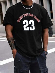 Men's Letter & Figure Print Round Neck Tee, Loose Casual Fashion Short Sleeve T-shirt for Summer, Men's Top for Daily Wear