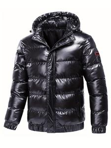 Men's Solid Zip Up Removable Hooded Coat, Regular Fit Casual Long Sleeve Drawstring Pocket Zipper Outerwear for Fall & Winter, Men's Clothes for Daily Wear