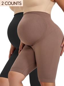 Maternity Solid High Waist Shapewear Shorts, Tummy Control Butt Lifting Shapewear Shorts, Pregnant Woman's Shapewear Bottoms