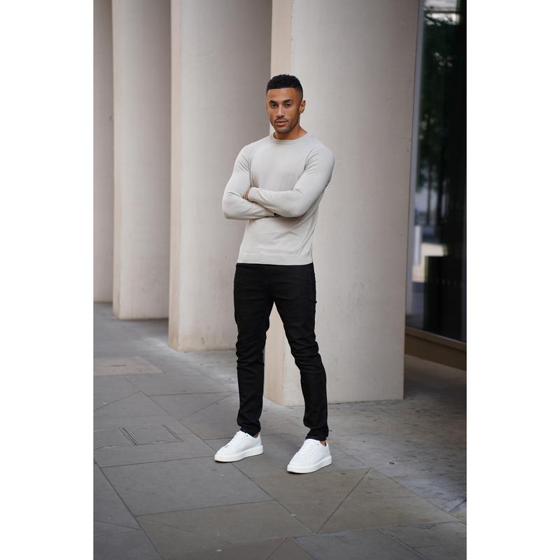 Capo Egyptian Cotton Crew Neck Jumper - Stone 5