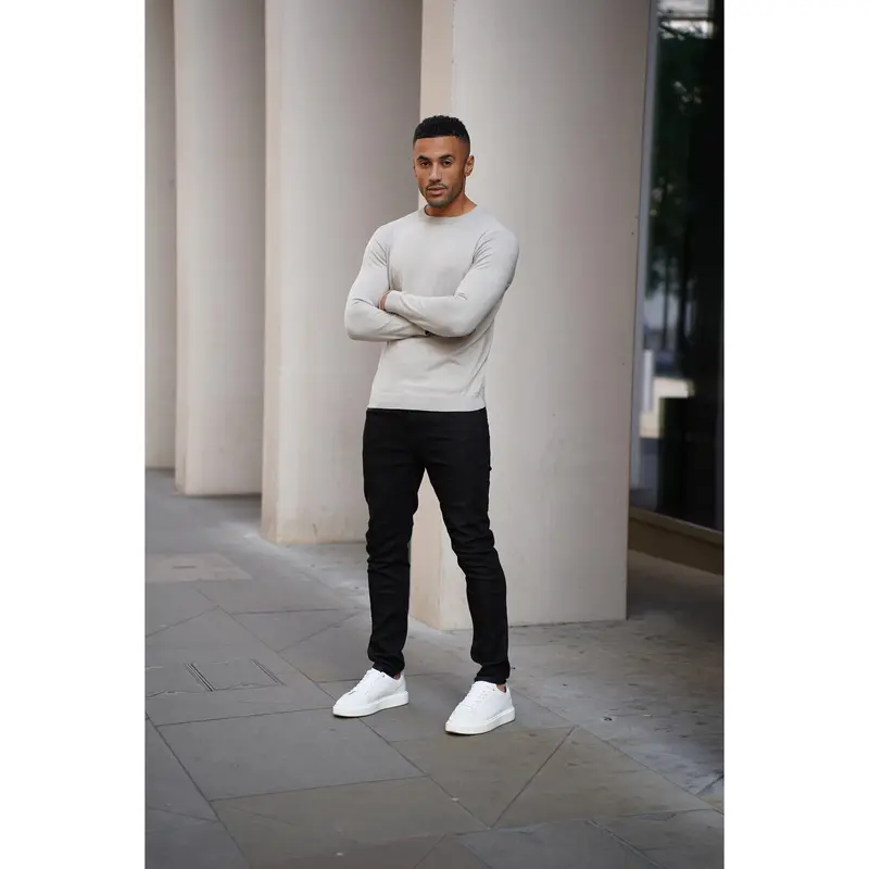 Capo Egyptian Cotton Crew Neck Jumper - Stone 5