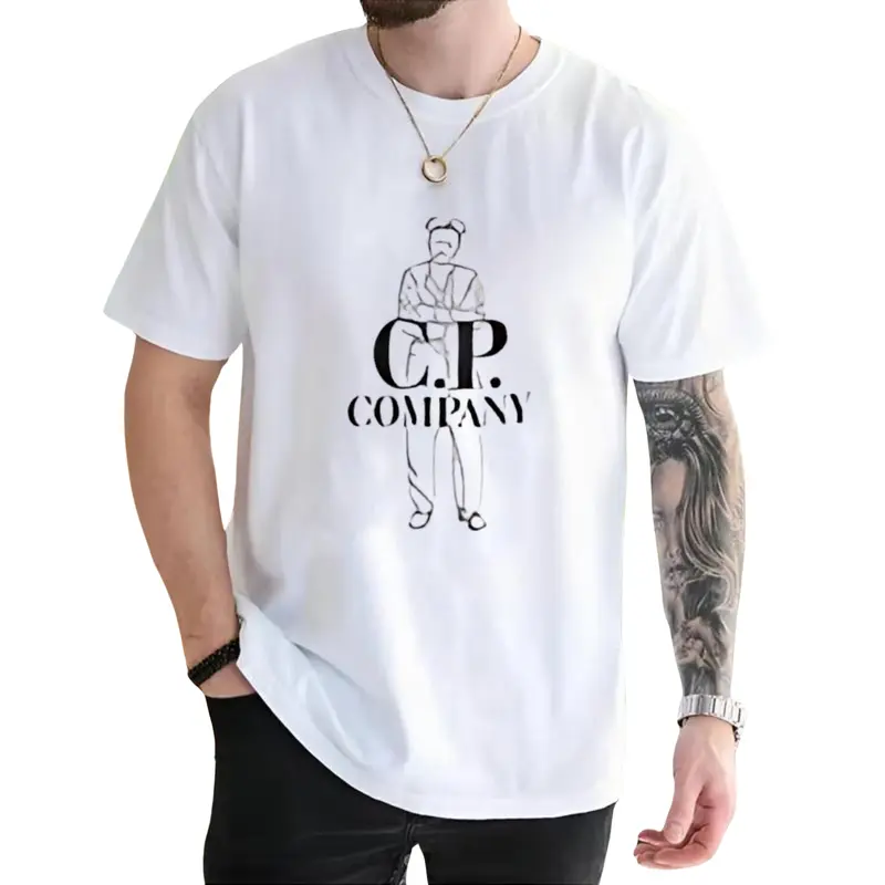 Men's C.P. Company Print Round Neck T-shirt, Casual Short Sleeve T-shirt for Summer, Fashion Men Top for Daily Wear, All Match Top for Summer 0