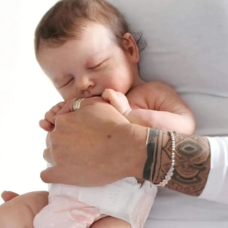 22 Inch Sleeping Art Reborn Baby Doll 55cm Soft Touch Silicone Newborn Baby Toy With 3D Painted Skin And Hand Painted Visible Veins Birthday Gift For Children Easter Gift 3