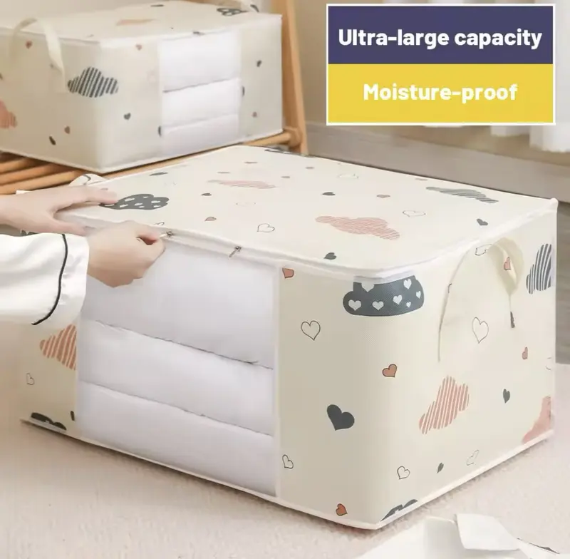 Large Capacity Clothes Storage Bag Organizer With Reinforced Handle Suitable For Blankets Bedding Foldable With Sturdy Zipper 2