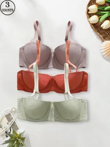 Women's Leaf Print Adjustable Strap Bra, Soft Comfortable Breathable Bra, Lingerie for All Seasons