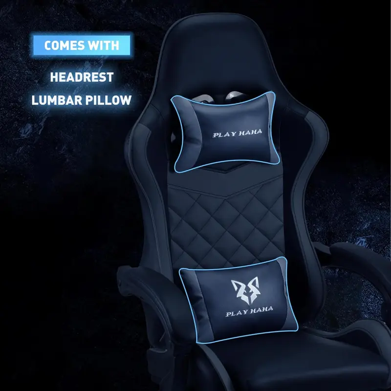 Gaming chair Office chair Swivel chair Computer chair Work chair Desk chair Ergonomic Chair Racing chair Leather chair Video game chairs (Grey,lumbar pad) 3